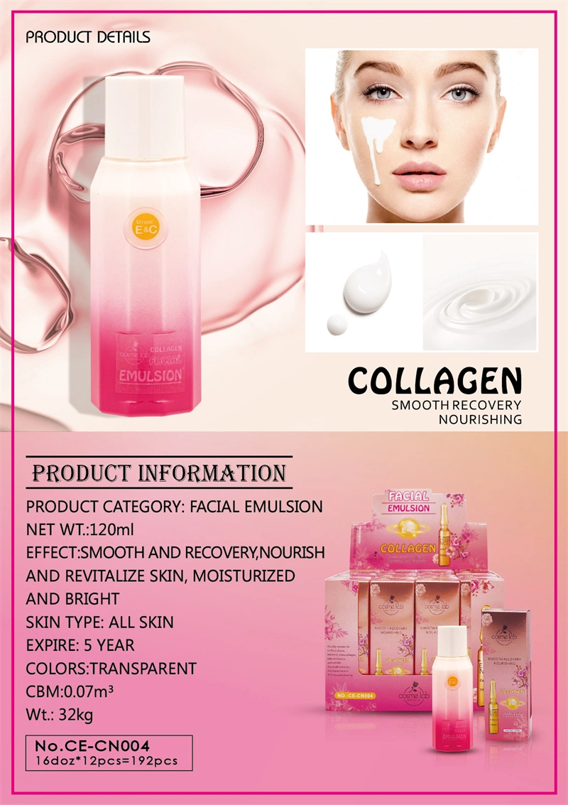 Wholesale OEM ODM Vitamin-E&C Collagen Natural Facial Emulsion Best Organic Skin Care Lotion Smooth Recovery Nourishing Emulasion